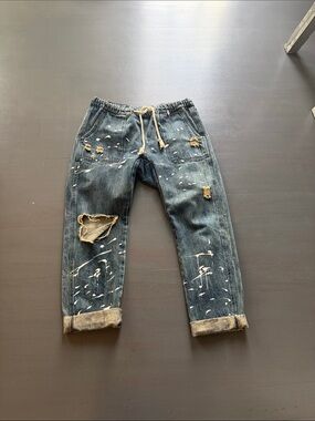 One Teaspoon women’s Distressed Dark Blue Denim Joggers